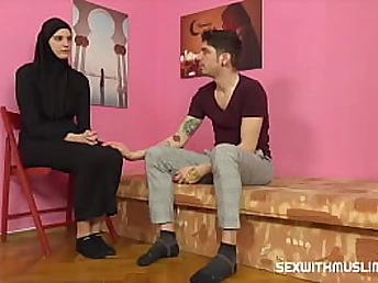 Fledgling Muslim lady Lucka gets a sizzling blow-job and hand-job from Falco White