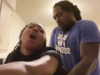 Fijii gets her taut ass drilled by a huge black cock after getting married in the kitchen