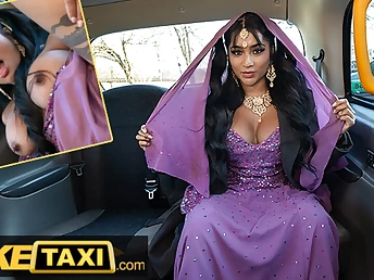 Desi nurse with massive joy bags gets her cock-squeezing gash boinked rock hard in faux taxi activity