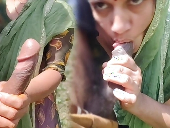 Yoursoniya's supah super-steamy Bhabhi Dever & Desi Bhabhi Devar get their ginormous jizz-shotguns and money-shots outside