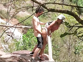 Observe Black teenager Oxalisexy get her twat torn up in a public waterfall by a youthful Indian tourist
