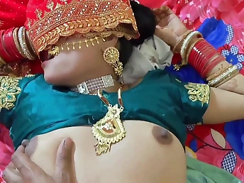 Beautiful Indian couple lost not far from passionate bedroom activities