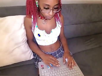 Stepbrother mercilessly fucks ebony schoolgirl after jumble