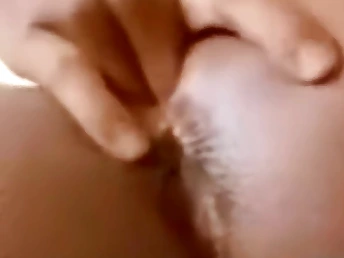 Cute Black teen fingers herself close-up nearby English video
