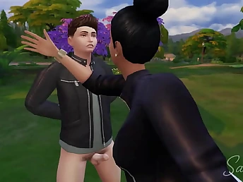 Obedient youthful fellow gets predominated by a wild oriental domina in this sims pasquinade