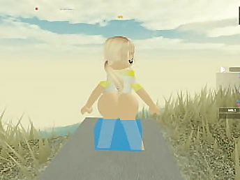 Towheaded sweetheart takes a deep ass fucking ravaging in Roblox Porno