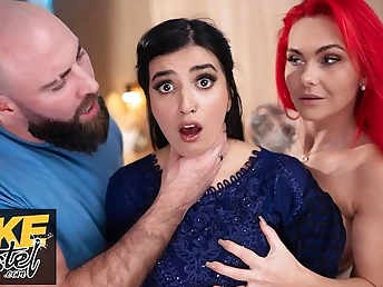 Aaliyah Yasin & Roxi Keogh shot at ultra-kinky 3some nearby Brit COUGAR prop in Fake Hostel