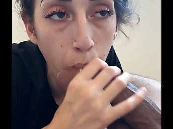 Venusvia deep-throats a XXL dark-hued brute schlong much the same as a professional